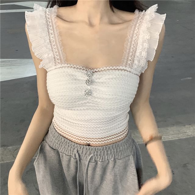 Plain Neck Tank Square Crop Top