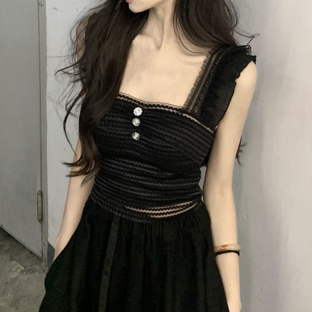 Plain Neck Tank Square Crop Top