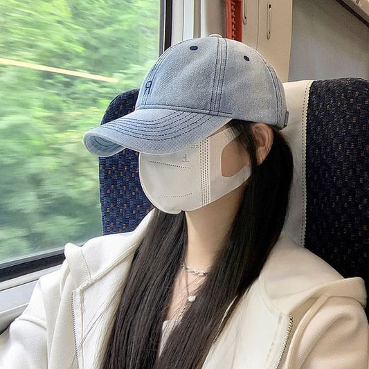 Denim Baseball Embroidered Washed Lettering Cap