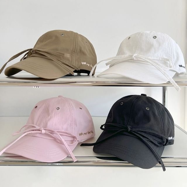 Bow Embroidered Cap Baseball Accent Lettering