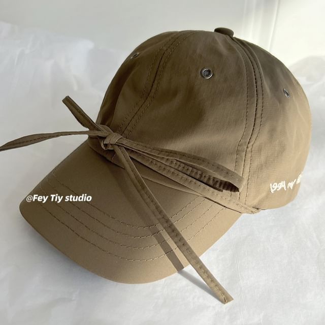 Bow Embroidered Cap Baseball Accent Lettering