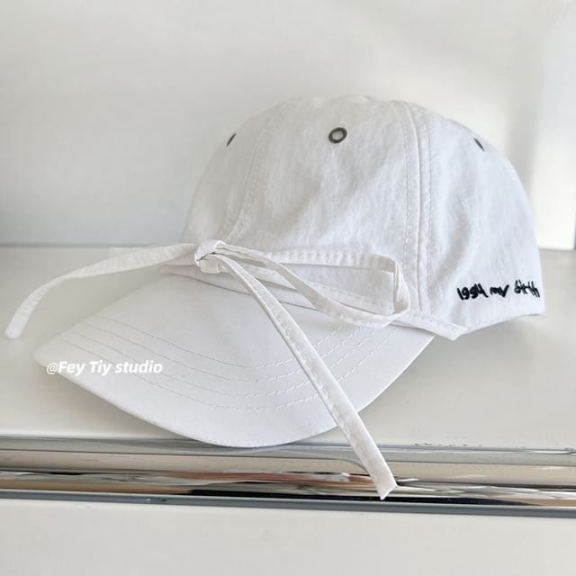 Bow Embroidered Cap Baseball Accent Lettering