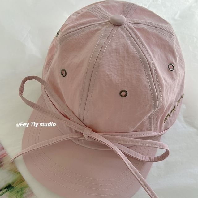 Bow Embroidered Cap Baseball Accent Lettering