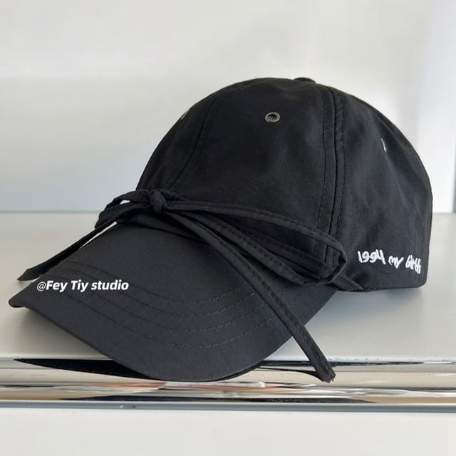 Bow Embroidered Cap Baseball Accent Lettering