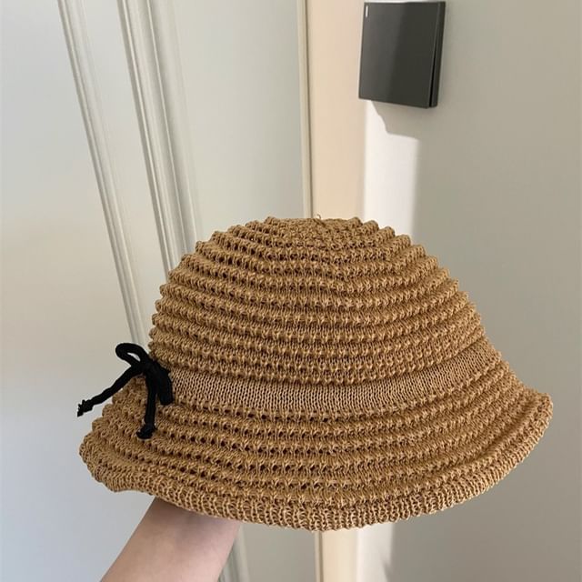 Woven Accent Hat Bucket Bow