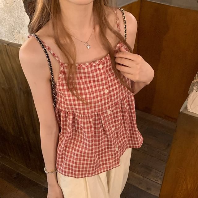 Camisole Plaid Top