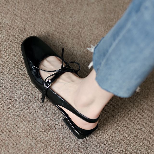 Chunky Sandals Bow Heel Slingback