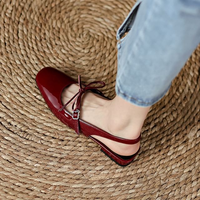 Chunky Sandals Bow Heel Slingback