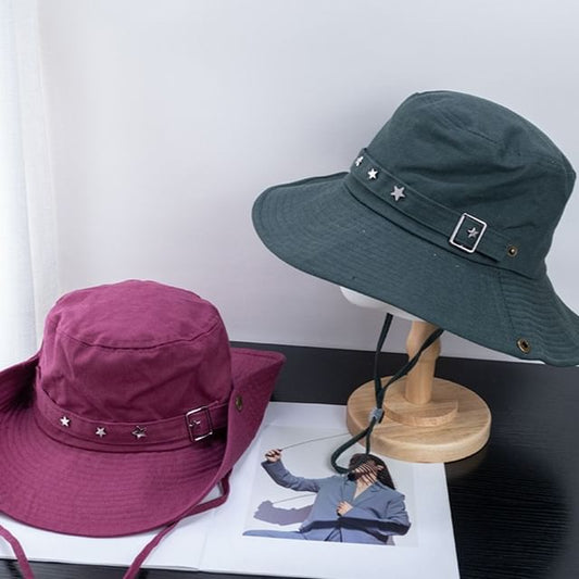 Bucket Plain Buckled Hat