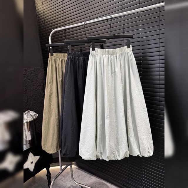 Midi High Skirt Waist Plain A-Line