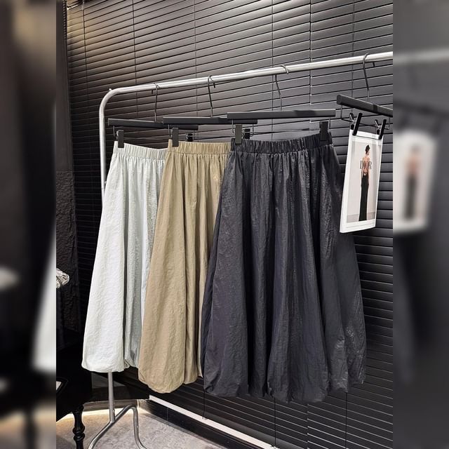 Midi High Skirt Waist Plain A-Line