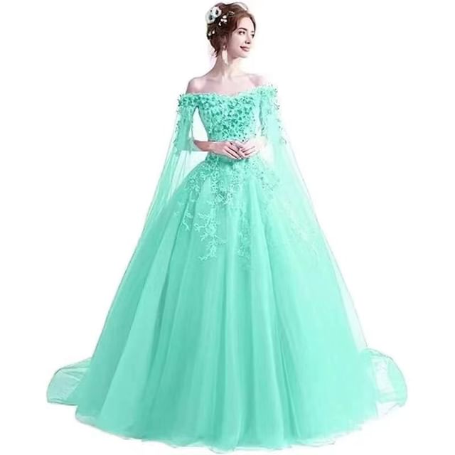 Floral Gown A-Line Evening Off-Shoulder