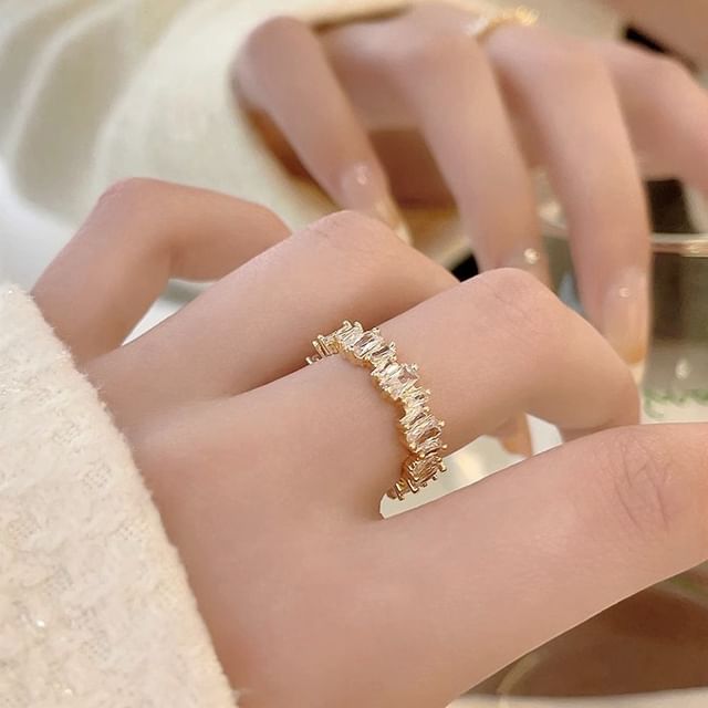 Rhinestone Open Alloy Ring