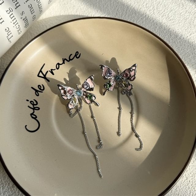 Earring Faux / Choker Alloy Butterfly Threader Leather