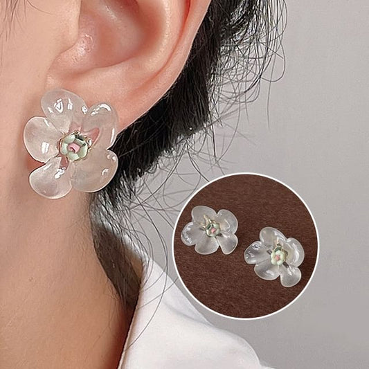 Earring Floral Ceramic Resin Stud