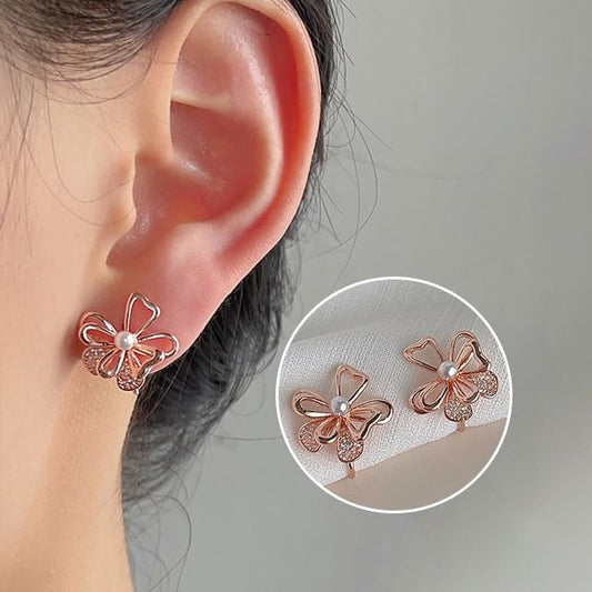 Stud Alloy Pearl Faux Earring Floral