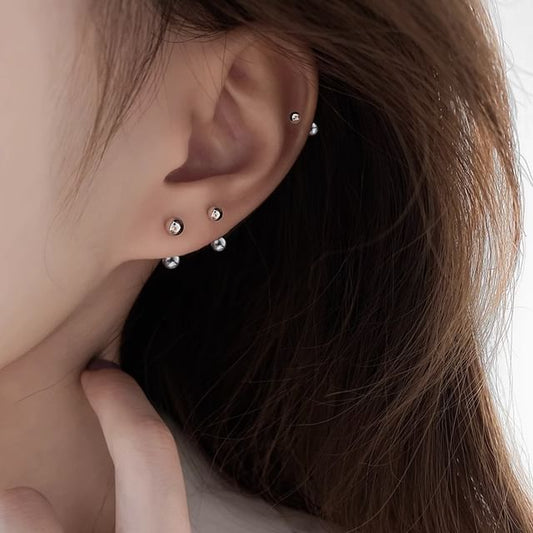 Ball Stud Ear Silver Sterling
