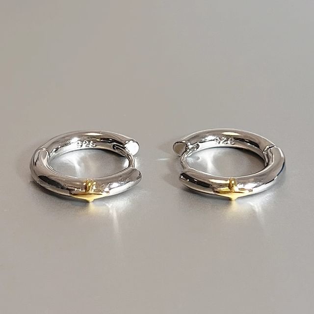 Star Earring Huggie Silver Sterling