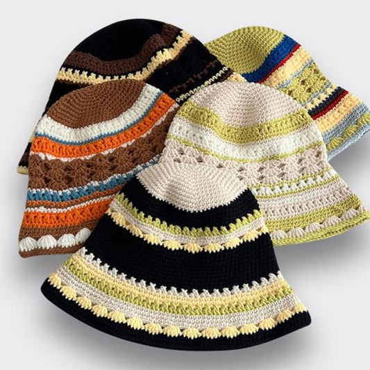 Hat Bucket Knit Striped
