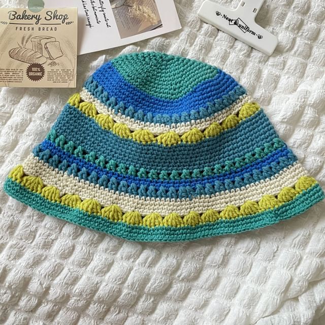Hat Bucket Knit Striped