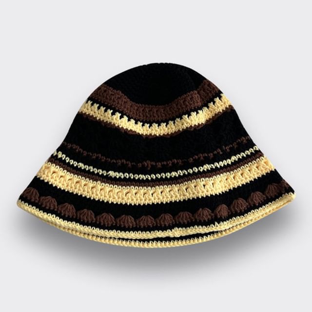 Hat Bucket Knit Striped