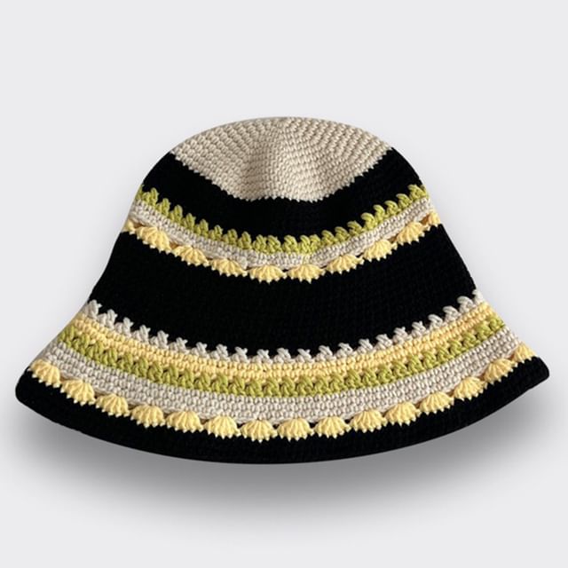 Hat Bucket Knit Striped