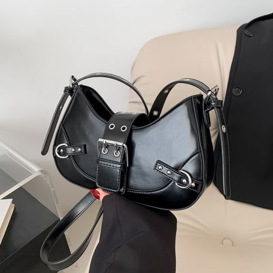 Crossbody Faux Leather Buckled Bag