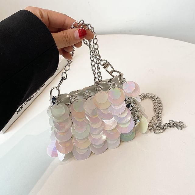 Strap Crossbody Sequin Chain Bag
