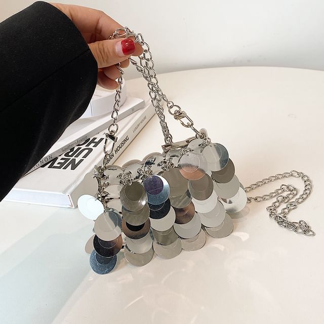 Strap Crossbody Sequin Chain Bag