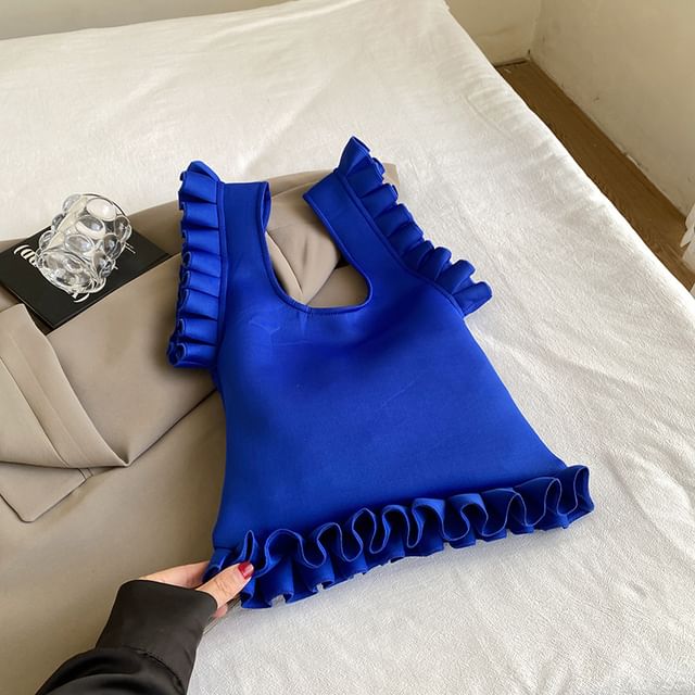 Ruffle Plain Shopper Bag