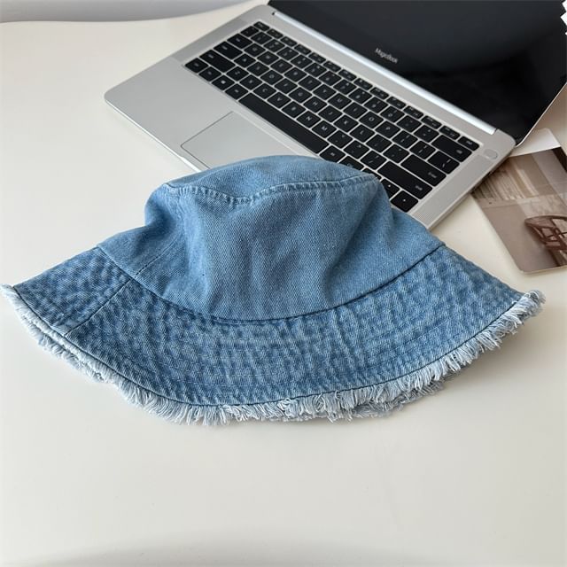 Hat Fringed Bucket Denim