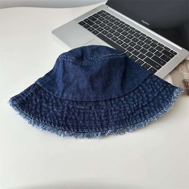 Hat Fringed Bucket Denim