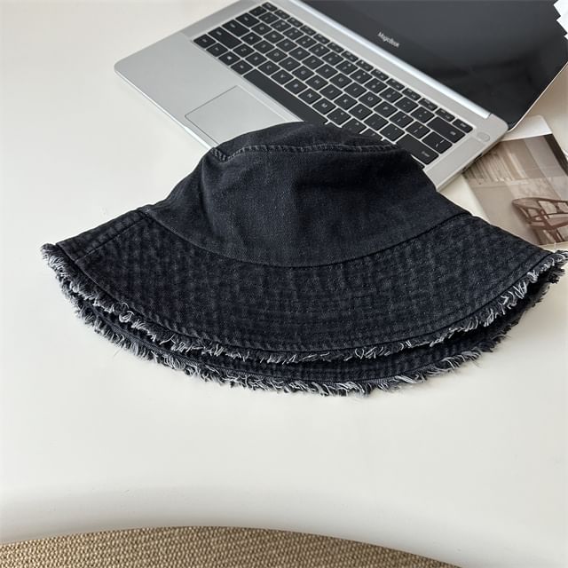 Hat Fringed Bucket Denim