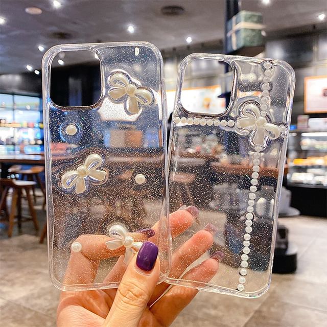 Faux Case Pearl Bow Phone