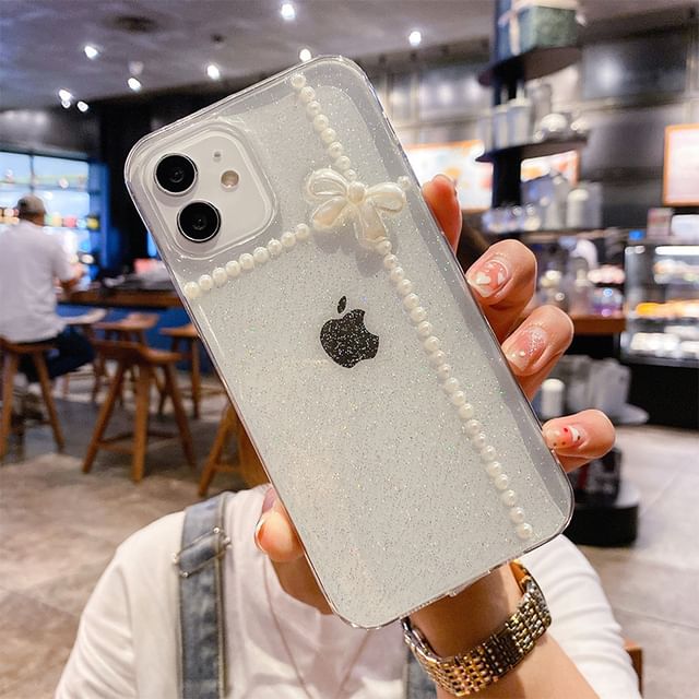 Faux Case Pearl Bow Phone