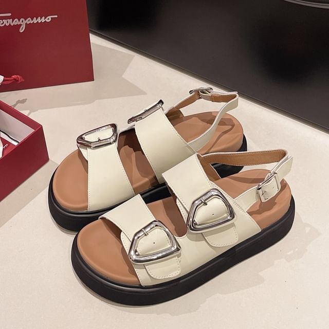 Platform Sandals Slingback Buckled