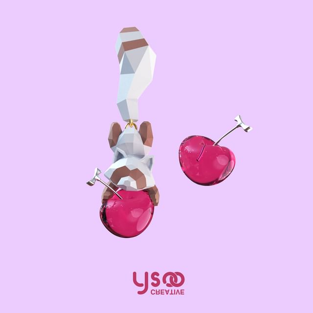 Earring / Stud Ear Cherry Raccoon Clip-On