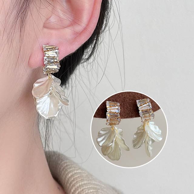 Drop Alloy Rhinestone Earring Petal