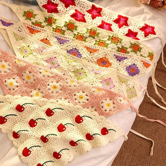 (Various Head Triangle Scarf Designs) Embroidered