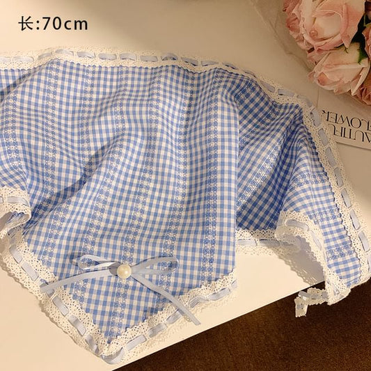 (Various Head / Scrunchie Set Scarf Triangle Designs) Lace Trim