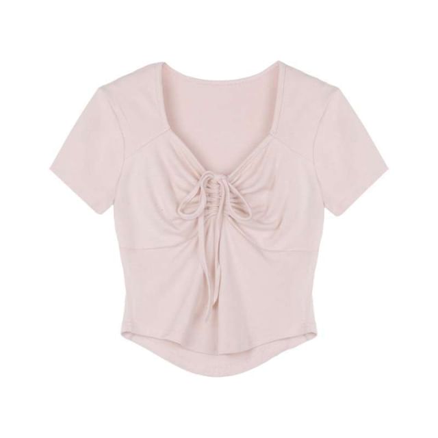 Short-Sleeve Plain T-Shirt Drawstring