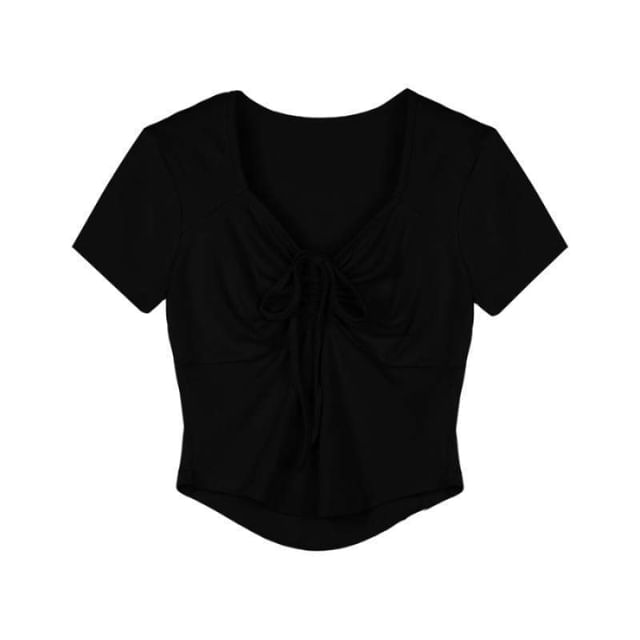 Short-Sleeve Plain T-Shirt Drawstring