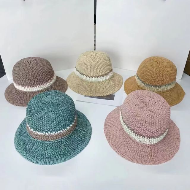 Woven Hat Bucket Striped