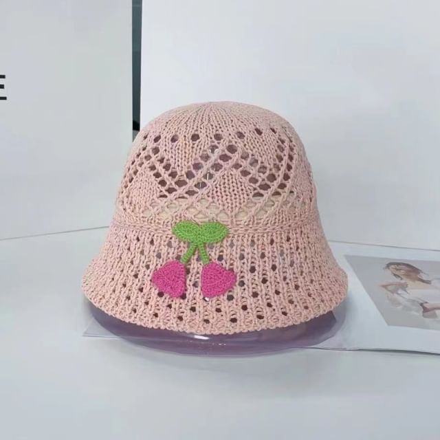 Floral Embroidered Hat Bucket Woven