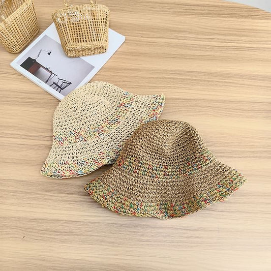 Bucket Straw Melange Hat