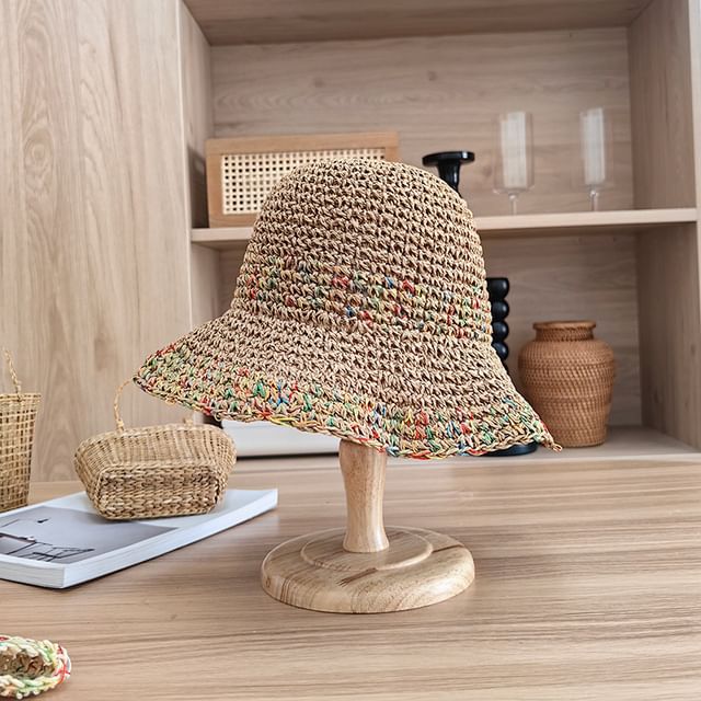 Bucket Straw Melange Hat