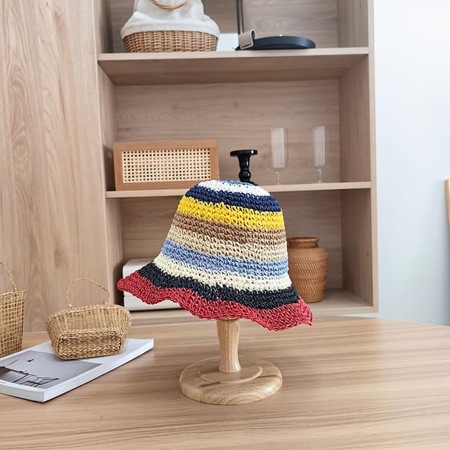 Striped Hat Bucket Straw
