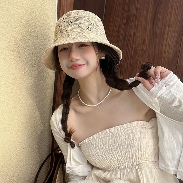 Knit Eyelet Bucket Hat