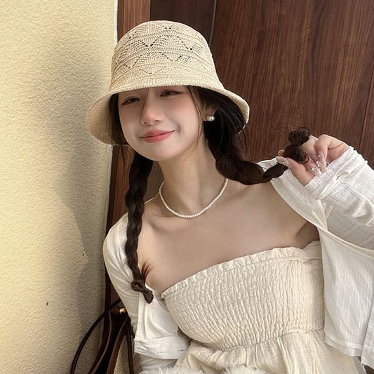 Knit Eyelet Bucket Hat
