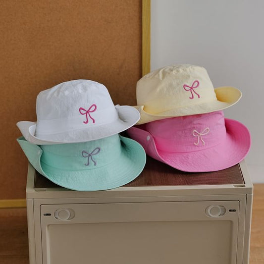 Bucket Embroidered Hat Bow
